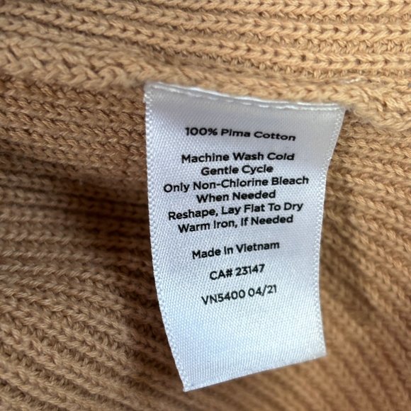 SOLD talbots tan 100% pima cotton ribbed knit sweater Mp petite medium - Picture 11 of 11